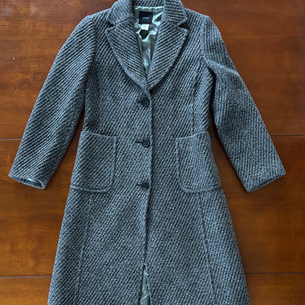 J. Crew Charcoal Textured‎ Pea Coat. EUC